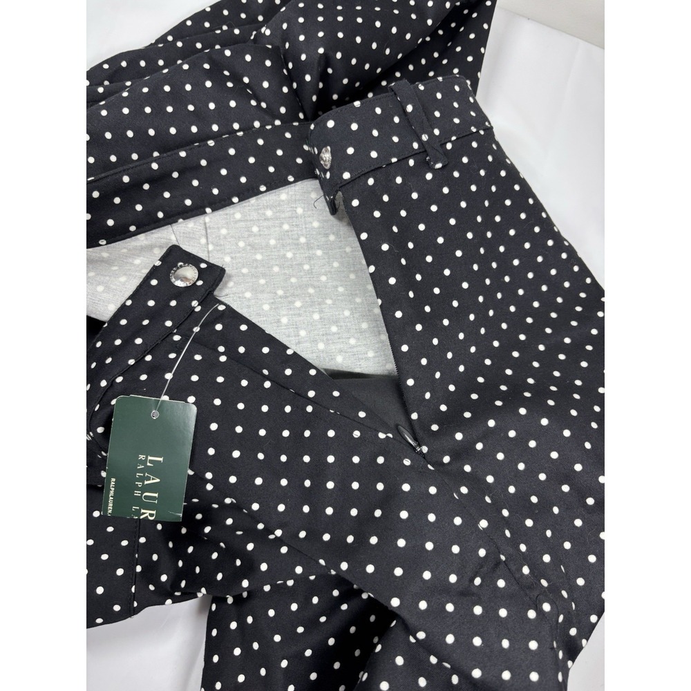 Lauren Ralph Lauren Womens Sz 16 Black/White Stretch Polka Dot Ankle Pants - Picture 14 of 16